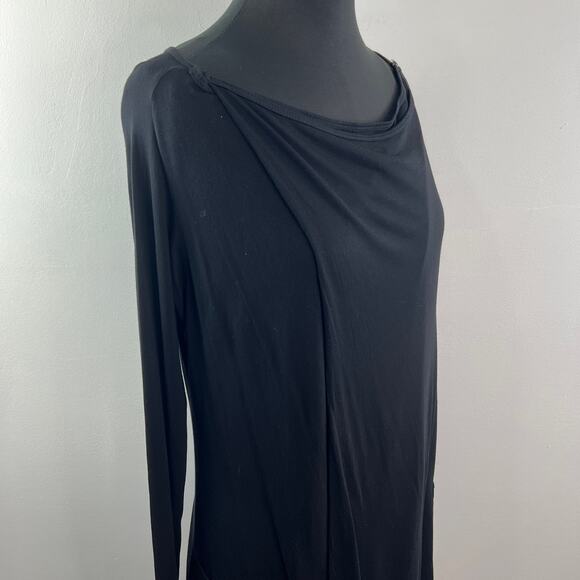 Hard Tail Black Top Boat Neck Asymmetrical Loose Fit Long Sleeve Size Medium M - Picture 7 of 8